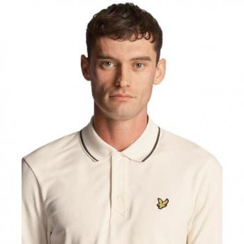 Lyle & Scott Men's Cream Cotton Tipped Collar Polo Shirt - Size XL