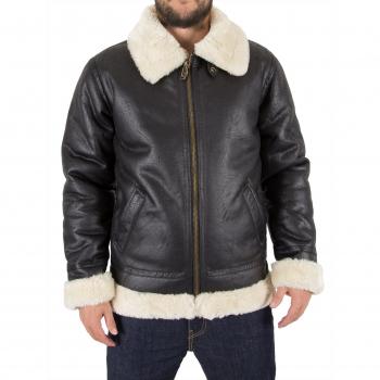 Alpha Industries B3 FL Men's Black Leather Bomber Jacket