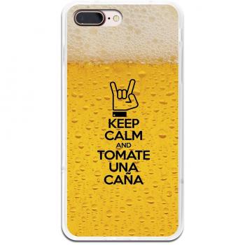 Funda Gel para iPhone 7 Plus - 8 Plus, Carcasa TPU Flexible fabricada con la mejor Silicona, protege y se adapta a la perfección a tu Smartphone y con nuestro exclusivo diseño German Tech® - Keep Calm Caña.