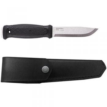 Cuchillo Garberg de supervivencia con hoja de acero inoxidable Sandvik 14c28n y funda de cuero