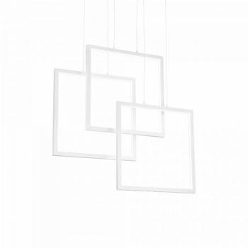 Lámpara colgante LED integrada de metal y aluminio blanco, 1 bombilla, luz cálida 3000K, 80W