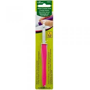 Clover 08948000598 Gancho De Crochet, Plastic, Rosa, 8 mm