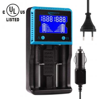 Cargador Baterias 18650, Keenstone Pantalla LCD Cargador Inteligente Rápido para Baterías NI-MH NI-CD AA AAA Li-Ion LiFePO4 IMR 10440 14500 16340 18650 RCR123A 26650