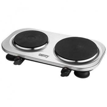 CAMRY CR 6511 Hornillo Eléctrico Doble, Placas de Cocinado de 18,5 cm y 15,5 cm, Regulador de Temperatura Ajustable, Diseño Compacto, Pot