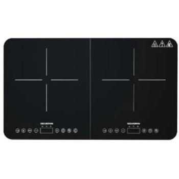 Placa de Inducción Portátil Severin DK1027, 3400W, 2 Zonas Vitrocerámicas, Panel Táctil, Negro