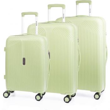 DAM Juego de 3 maletas trolley de PP resistente a la rotura con cerradura TSA numérica, 4 ruedas dobles giratorias 360°, dimensiones 49x29x76 cm