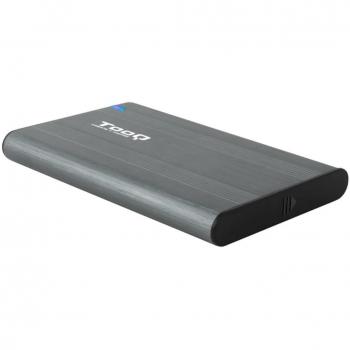 TooQ TQE-2503G Caja Externa para Disco Duro o SSD de 2.5 SATA a USB 3.1 Gen1, Color Gris, Montaje sin Tornillos