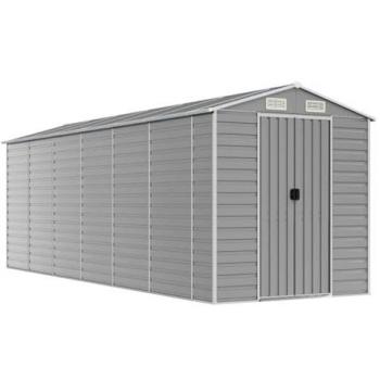vidaXL Garden Shed Light Grey 191x555x198 cm Galvanised Steel