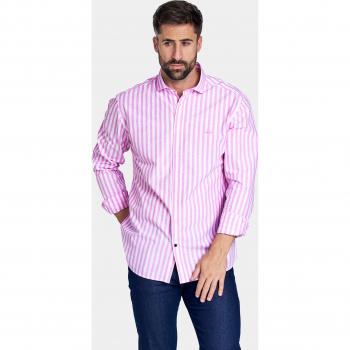 Camisa de hombre slim corte cutaway semihilo estampado rayas rosa