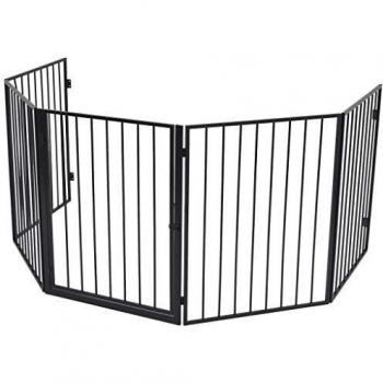 vidaXL Pet Fireplace Fence Steel Black