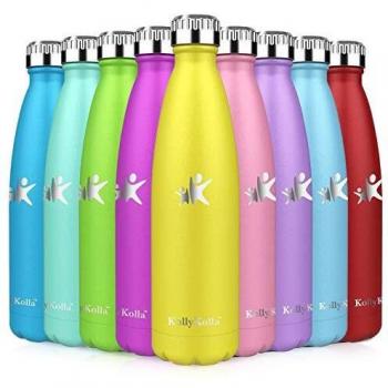 KollyKolla Botella de Agua Acero Inoxidable, Termo Sin BPA Ecológica, Botellas Termica Reutilizable Frascos Térmicos para Niños & Adultos, Deporte, Oficina, Yoga, Ciclismo,