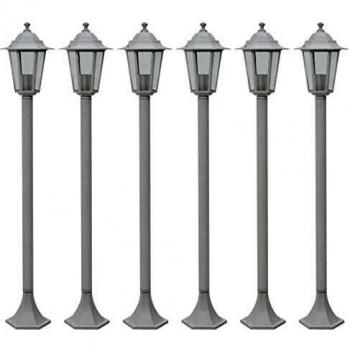 vidaXL 6x Farolas de Jardín Aluminio Color Blanco 110 cm Luz Iluminación Patio