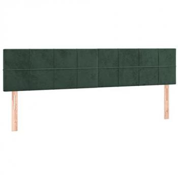 Cabecero de cama tapizado en terciopelo verde oscuro con LED, dimensiones 180x5x78/88 cm