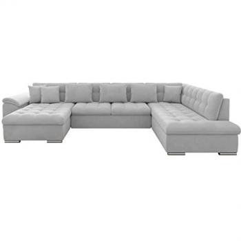 Sofá rinconero Comfivo 114, gris, con función de descanso y caja de ropa de cama, dimensiones 348x205x76cm