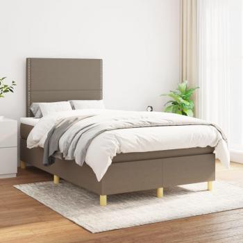 Cama box spring con colchón de tela gris topo 120x200 cm