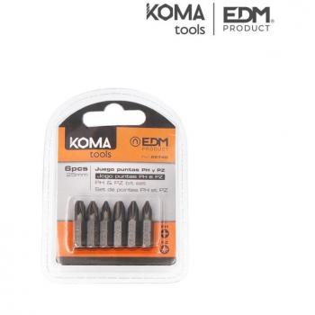 Juego 6 puntas ph 1-2-3 pz 1-2-3 x 25mm Koma Tools