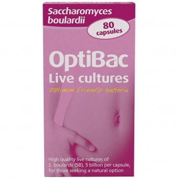 OptiBac Saccharomyces Boulardii | 5 Billion Friendly Bacteria Natural Yeast Supplement | Well Researched & Internationally Acclaimed | Vegan & Gluten Free | Shelf Stable | 80 Capsules