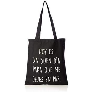 Miss MIserable Hoy es un Buen día para Que me Dejes en Paz, Tote Bag de algodón orgánico Unisex Adulto, Negro, 38 x 42 cm