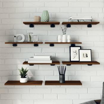 Estantes de pared de madera ingeniería roble marrón, 8 unidades, dimensiones 40x20x1,5 cm