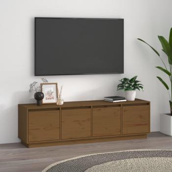 Mueble de TV de madera maciza de pino 156x37x45 cm en color marrón miel