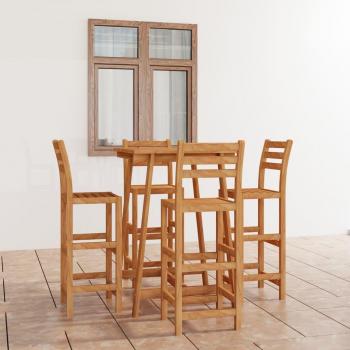 5-Piece Solid Acacia Wood Outdoor Bar Set