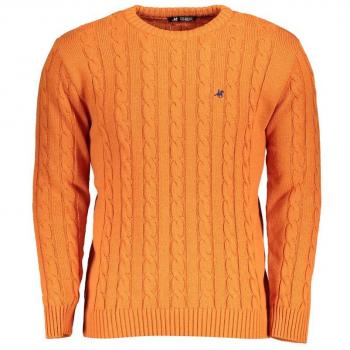 U.S. Polo Assn. Men's Orange Twisted Logo Round-Neck Knitwear Sweater - Size M