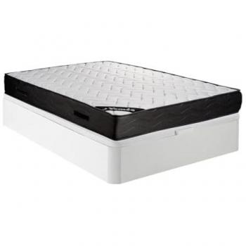 Conjunto somier canapé 140 x 190 cm blanco + colchón de muelles ensacados 7 zonas y memoria viscoelástica de 24 cm de grosor - MERISI de YSMÉE
