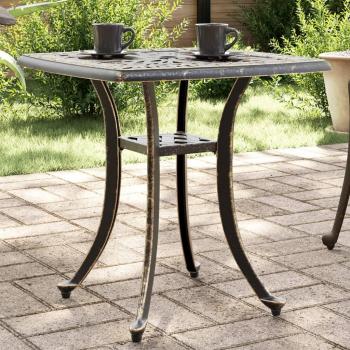 Mesa de jardín de bronce 53x53x53 cm en aluminio fundido a presión Marrón