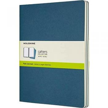 Set de 3 Cuadernos Moleskine Cahier XL Páginas Lisas Color Azul Brillante
