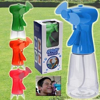 Ventilador de mano con aerosol de agua, azul, para deportes, vacaciones y viajes, se guarda en el bolsillo.