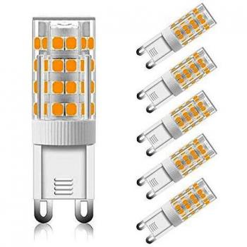 Bombilla G9 LED 5W Neutro 4000K, 500LM, Equivalente a Halógena G9 40W 50W, Luz de 360°, AC 230V, No Regulable, Bombillas LED G9 Neutra para Lámpara de Pared, Lámparas de Mesa, pack de 6