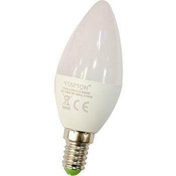 Starson Mate Bombilla Vela LED de Larga Duración E14, 4.5 W, Blanco