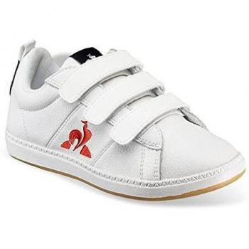 Le Coq Sportif Children's Sneakers Court Classic PS BBR - White/Red - Velcro - Textile - Flat