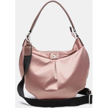 Bolso hobo Viviana en tono rosa pastel con efecto satinado