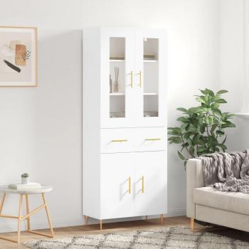 Aparador alto de madera multicapa blanco 69,5x34x180 cm