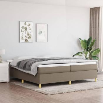 Cama box spring con colchón de muelles Tortera 200x200 cm en tela gris taupe