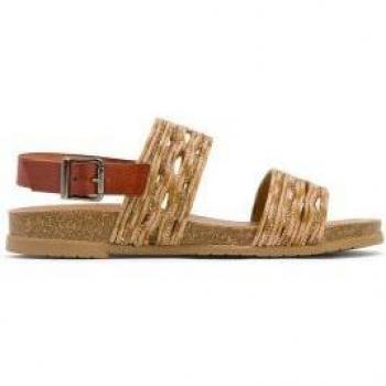 Sandalias planas de mujer estilo bio en textil combinado