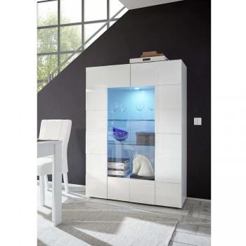 TFT Vitrina De Melamina Madera Y Cristal BuildBlanco121x166x42 cm