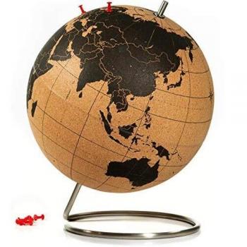 SUCK UK Corcho Bola Mundo | Decoración del Hogar-Globo terráqueo Grande, Color, Cork, 25x25x30 cm