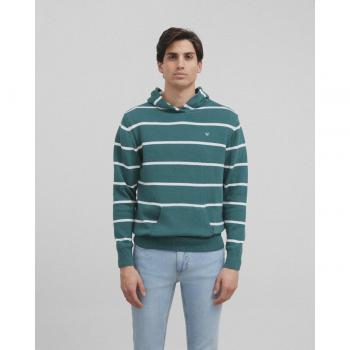 Jersey capucha rayas verde para Hombre