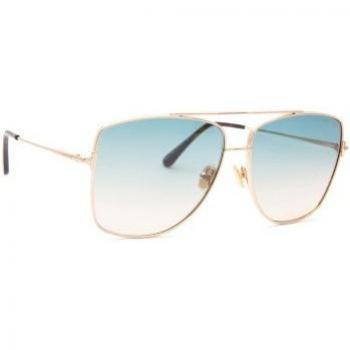 Tom Ford Reggie FT0838 Sunglasses - Iconic Aviator Style, 61mm Lens Size, Rose Gold Frame with Blue Lenses, Yellow Female Color Option