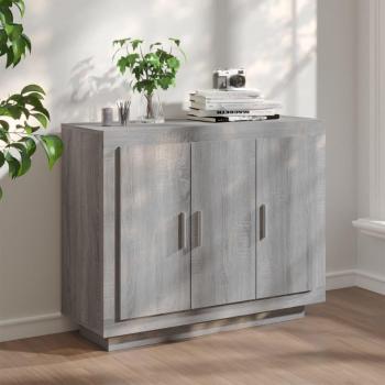 Aparador de madera contrachapada moderno gris Sonoma 92x35x75 cm, mueble de almacenaje para salón, buffet, armario auxiliar y armario de almacenamiento