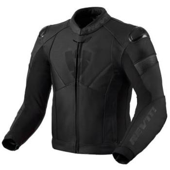Revit Chaqueta De Cuero Argon 2 Negro - Chaqueta de moto, material de cuero, color negro, diseño moderno, protección CE en hombros y codos, forro térmico extraíble, múltiples bolsillos