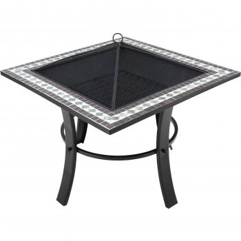 Brasero de Jardín Runedak Mosaico 76x76cm con Tapa Antichispas y Parrilla