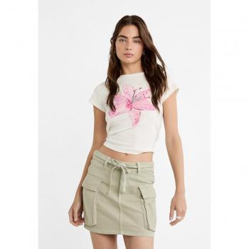 Stradivarius Cargo Mini Skirt Khaki