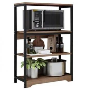 Estantería de Cocina Industrial Meyvaser con Marco de Metal Negro y Estantes de Almacenamiento para Microondas 60x30x100 cm