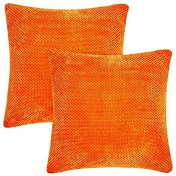 Amazon Brand - Umi Juego de 2 Funda Cojín 45x45cm, Funda Cojín Sofá Fundas de Almohada para Salon Sofá Habitación Suave de Pana, Naranja