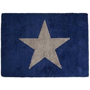 Happy Decor Kids -Alfombra Lavable Big Star 100% Algodón Natural -Azul Oscuro- 160x120 cm
