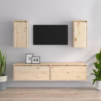 Mueble para TV vidaXL 4 piezas de madera maciza de pino miel, Mueble de Salón, Mueble Televisor, Mesa de TV