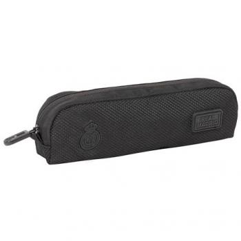 Estuche Escolar Ovalado Safta Real Madrid Premium 21x6x4 cm, Color Negro, con Bolsillo, Cómodo y Versátil, Fácil Limpieza